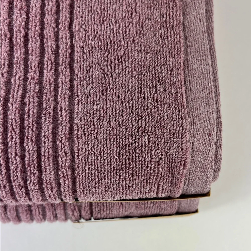 2pc Common Thread Bamboo Bath Towels Purple Mauve Zero Twist Soft Cotton NEW
